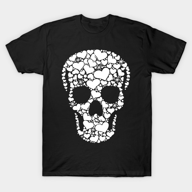 Skull with Hearts T-Shirt by MortemPosts